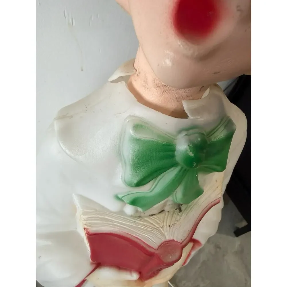 Lighted Blow Mold Christmas Caroler Girl w/ Songbook Plastic Corded Decor